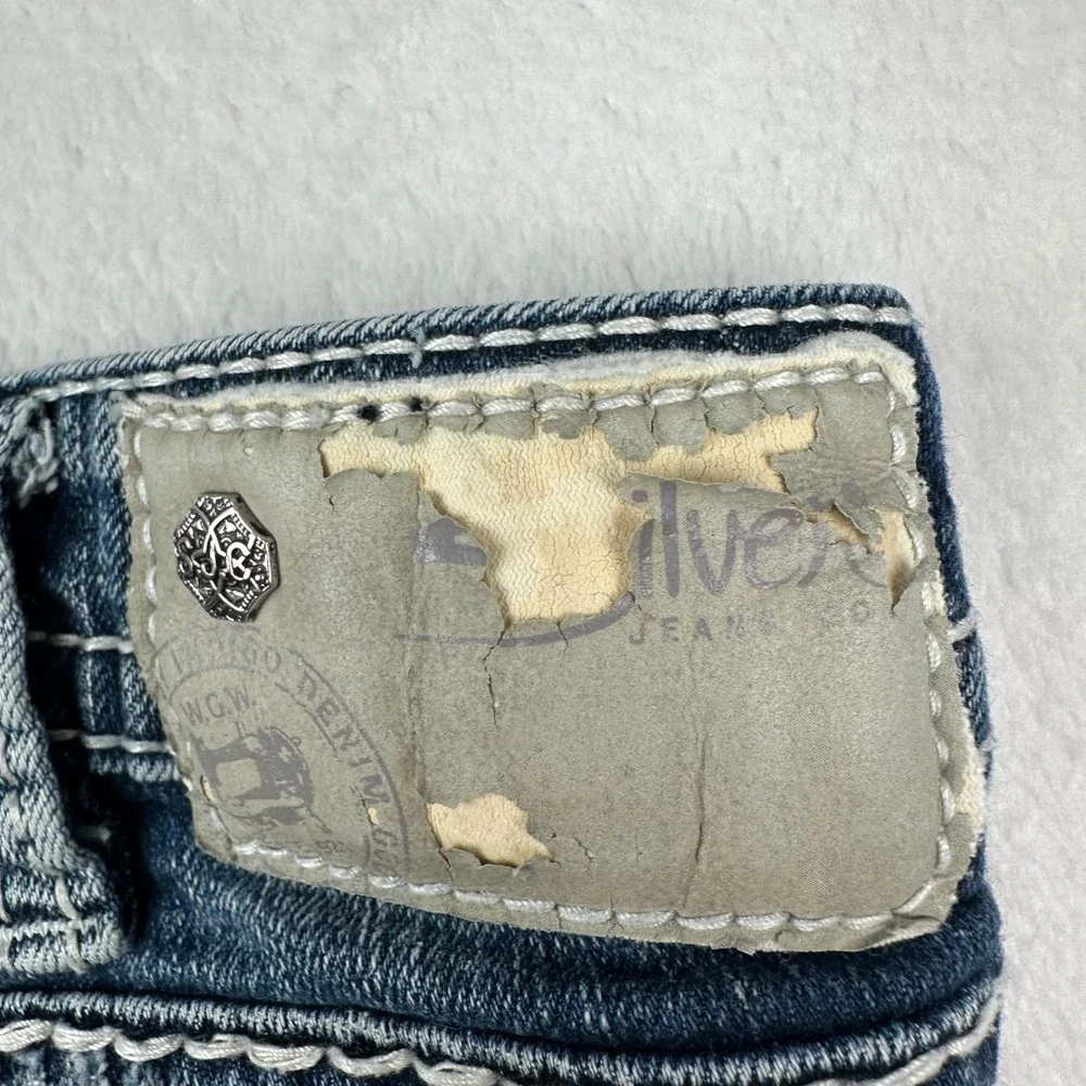 Silver Jeans Co Aiko Mid Straight Distressed Denim Jeans W31 L25 L87430SJ8283